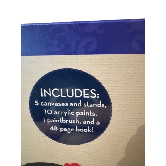 Disney Classic Paint-By-Number Kit Includes 5 Canvases Stands 10 Acrylic Paints - Picture 2 of 9
